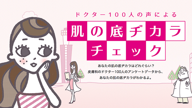 皮膚科医100人のアンケートデータで徹底チェック！現在の肌状態や生活習慣、体質などからあなたの肌の底力を知って、内側から元気に