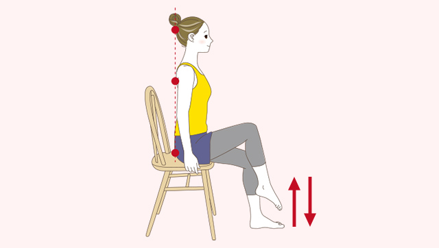 “座りながら、カンタン足踏みウォーキング！腹筋と股関節を意識しよう”
