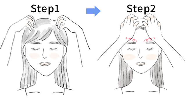 実践！セルフスカルプケア step1・2 イメージ図