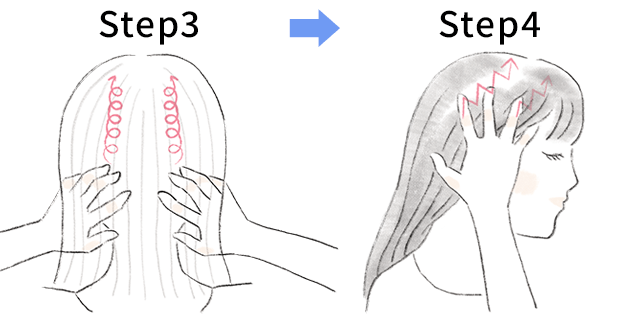 実践！セルフスカルプケア step3・4 イメージ図