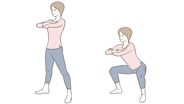 相撲スクワット（ワイドスクワット）のやり方のイラスト