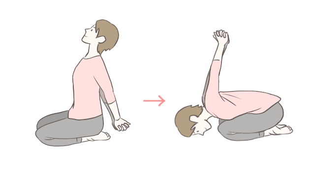 寝る前のリラックスヨガ「かんたん・やさしいウサギのポーズ」 イメージ図