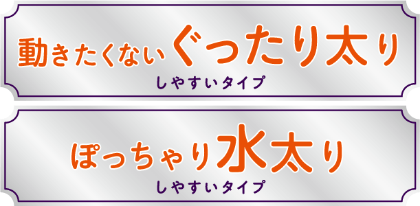 動きたくないぐったり太りしやすいタイプ ぽっちゃり水太りしやすいタイプ