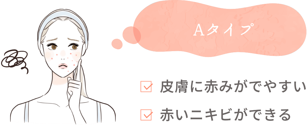 Aタイプ 皮膚に赤みがでやすい 赤いニキビができる