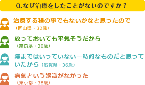 なぜ治療をしたことがないのですか？