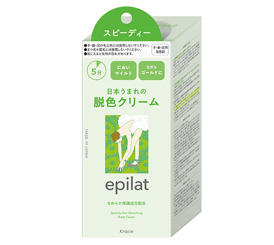 「エピラット　脱色クリーム」は、まつ毛や眉毛等にはご使用できない旨の注意表記を商品正面にも追加しました。