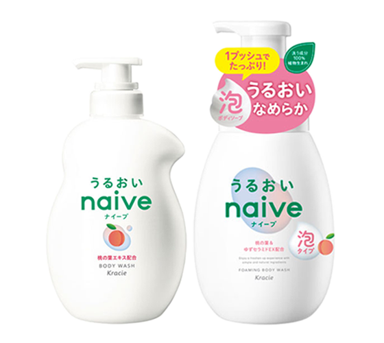 「ナイーブ　ボディソープ 液体タイプ / 泡で出てくるタイプ」の違いをホームページに掲載しました。