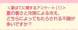 <夏ばてに関するアンケート(1)>夏の暑さと冷房による冷え、どちらによってもたらされる不調が多いですか?