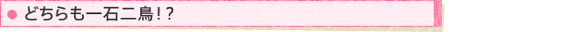 どちらも一石二鳥!?