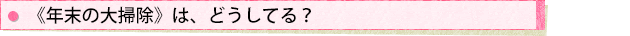 《年末の大掃除》は、どうしてる?